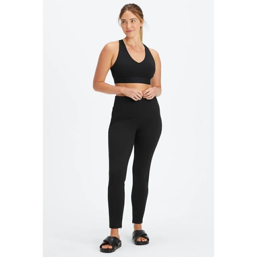 Fabletics Skinny Pant‎ Womens Size XS Black Zipper Stretch Moto Classic Staple